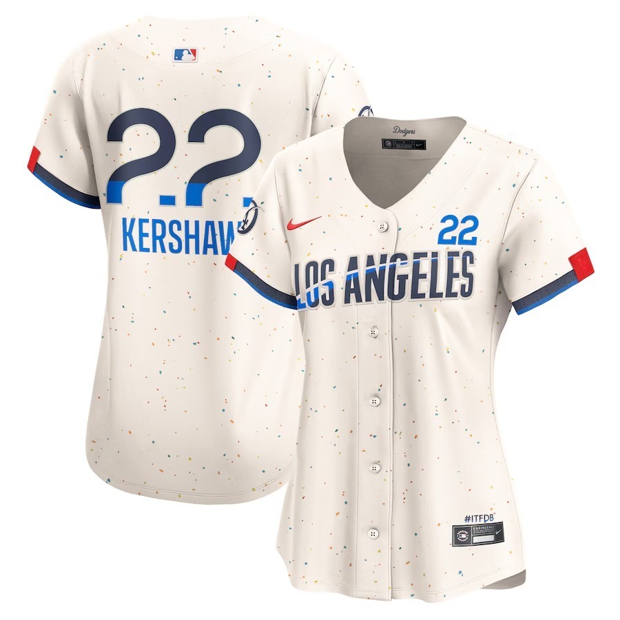 Women's Los Angeles Dodgers Clayton Kershaw Nike Cream 2024 City Connect Limited Player Jersey - Jersey
