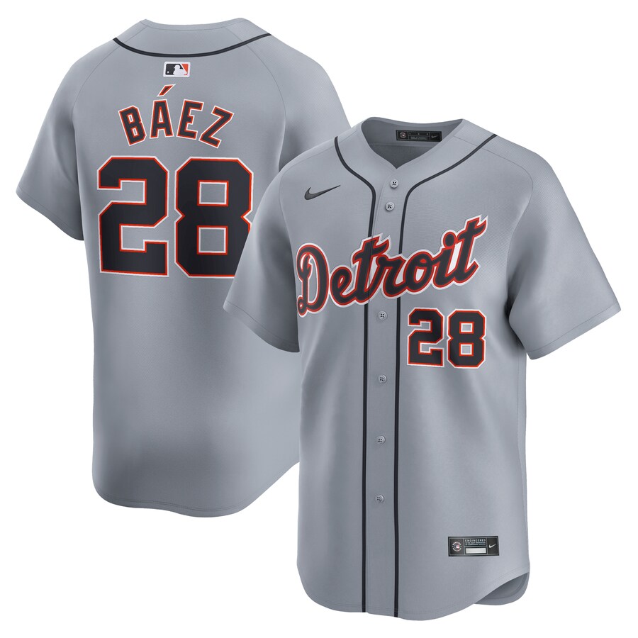 Men's Detroit Tigers Javier Baez Nike Gray Road Limited Player Jersey - Jersey
