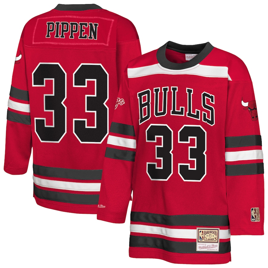 Youth Chicago Bulls Scottie Pippen Mitchell & Ness Red Maxxed Out 2.0 Fashion Hockey Jersey - Jersey