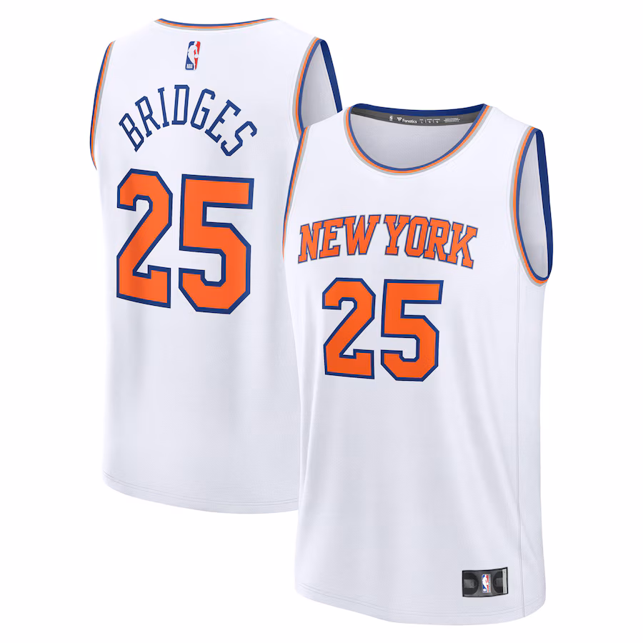 Men's New York Knicks Mikal Bridges Fanatics White Fast Break Replica Player Jersey - Association Edition - Jersey