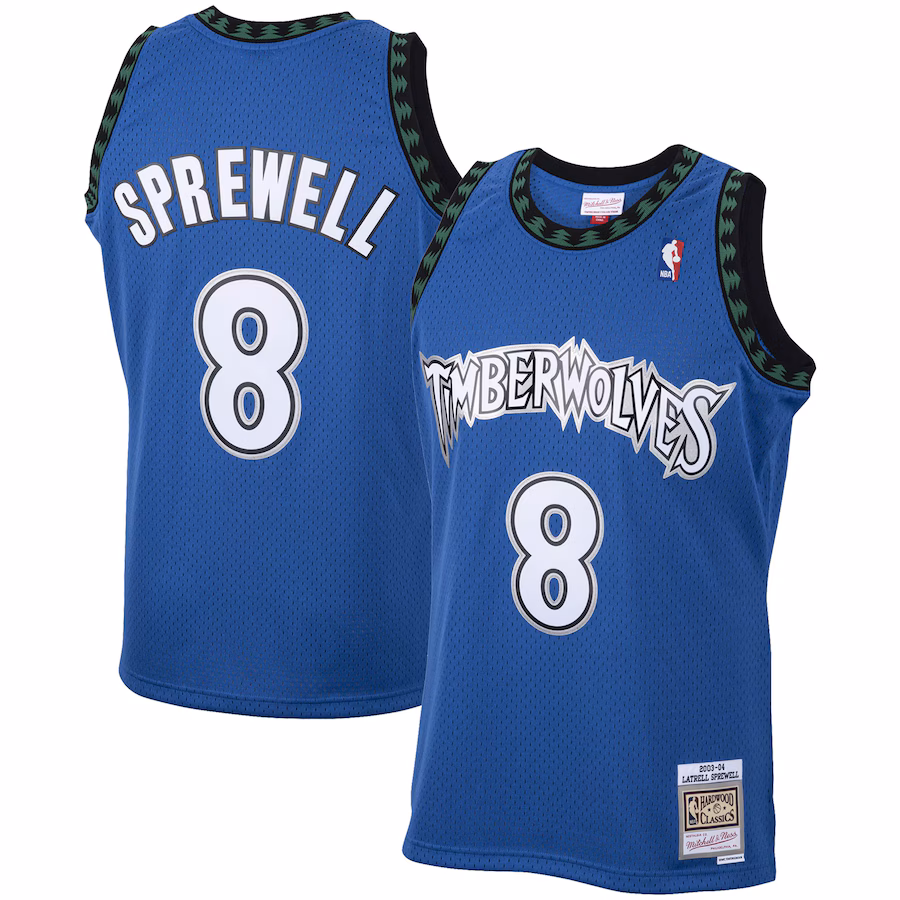 Men's Minnesota Timberwolves Latrell Sprewell Mitchell & Ness Blue 2003/04 Hardwood Classics Swingman Jersey - Jersey