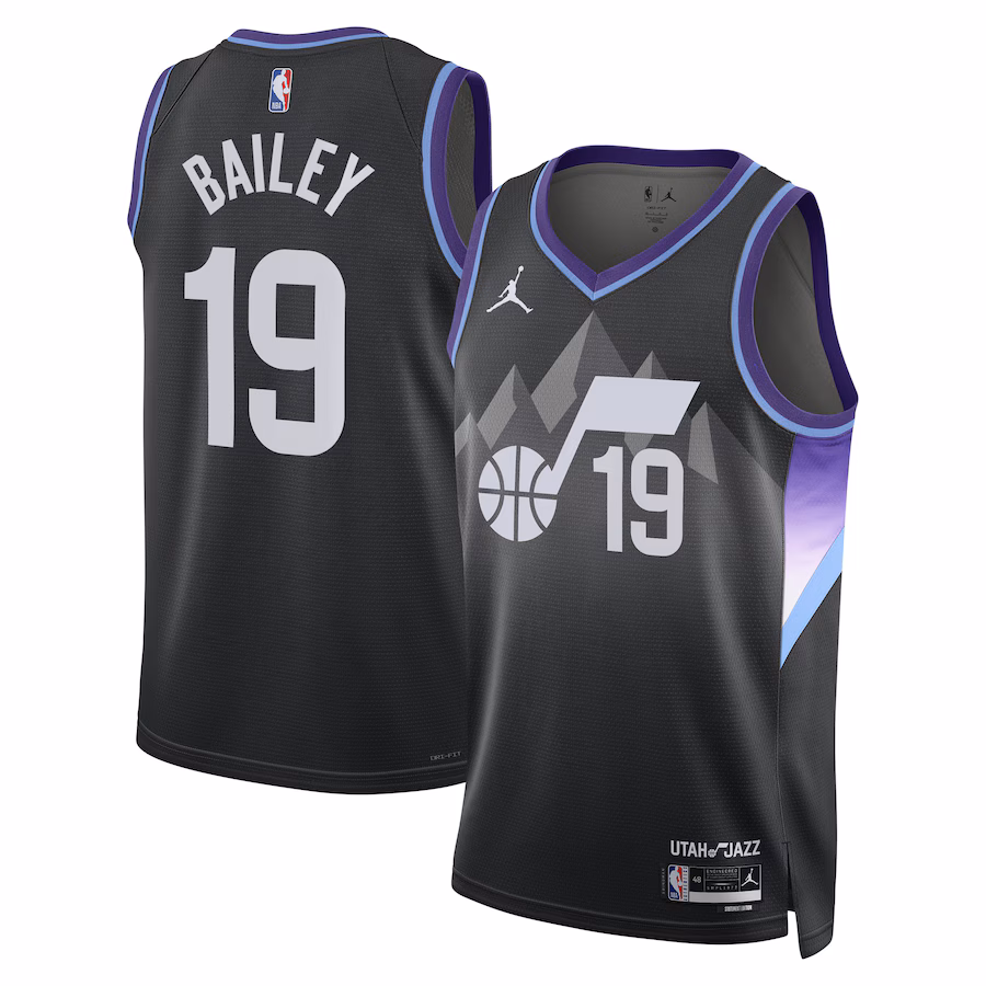 Unisex Utah Jazz Ace Bailey Jordan Brand Black Swingman Player Jersey - Statement Edition - Jersey