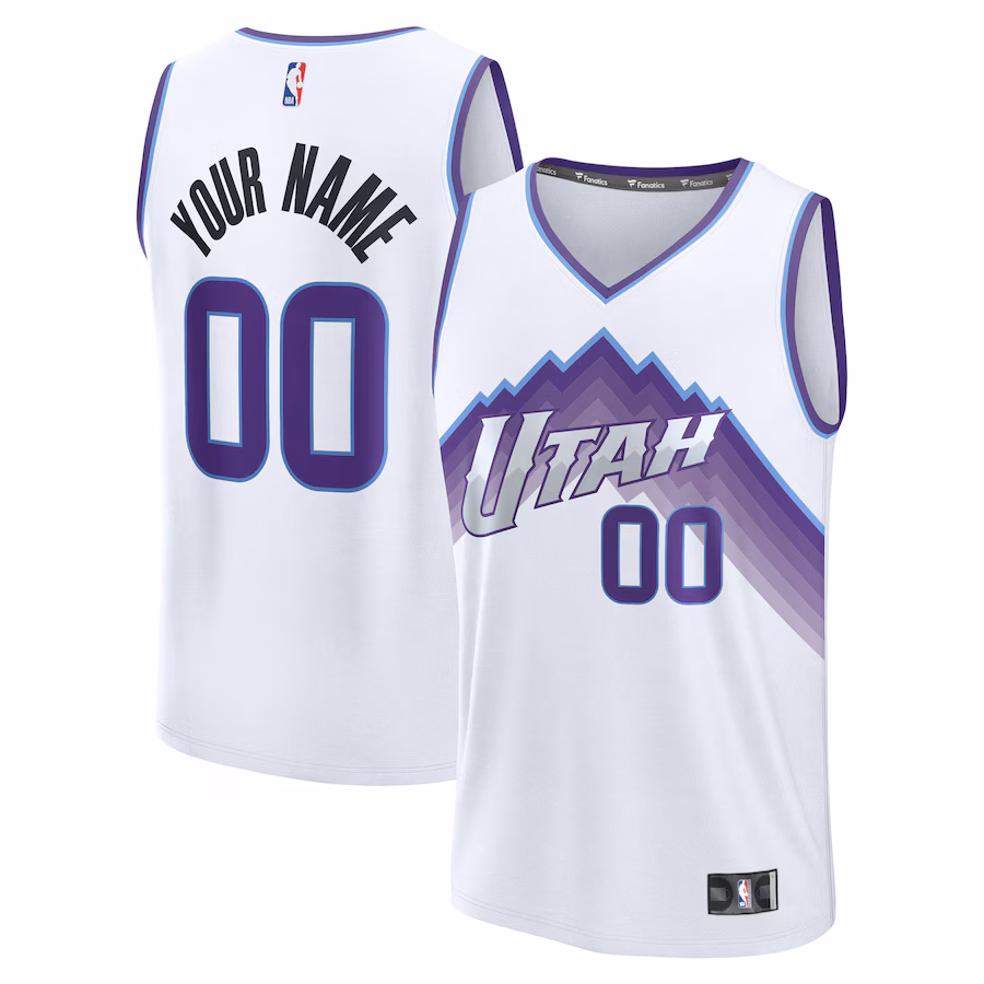 Men's Utah Jazz Fanatics White Fast Break Replica Custom Jersey - Association Edition - Jersey