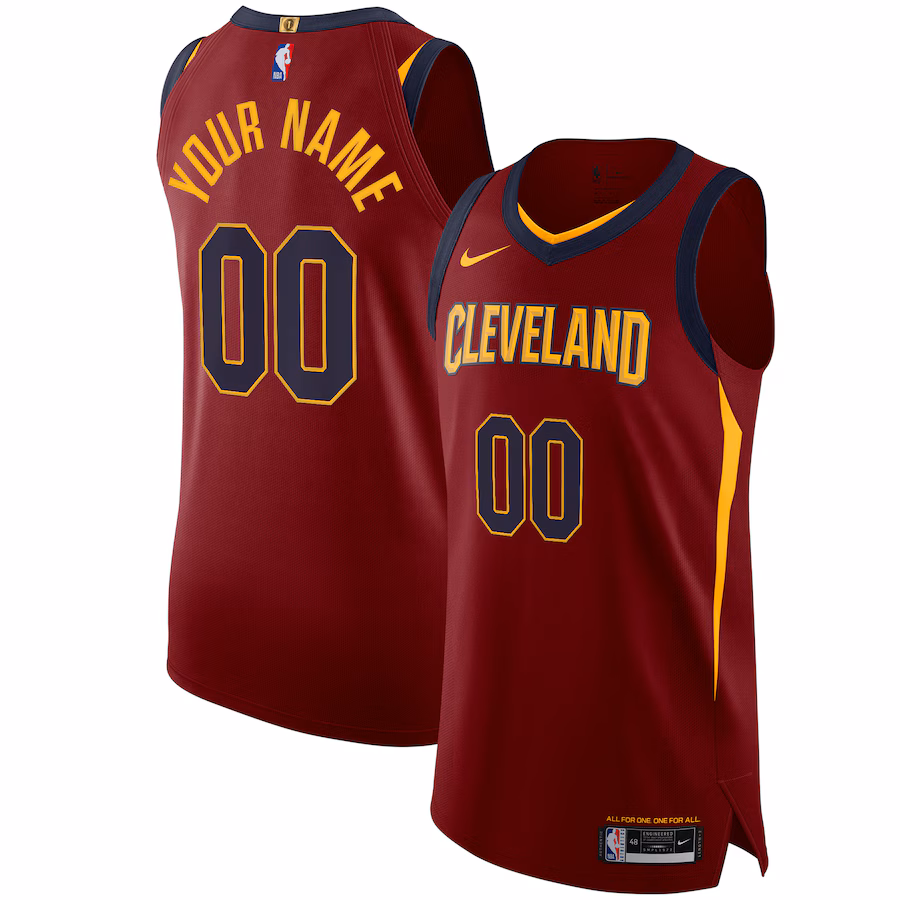 Men's Cleveland Cavaliers Nike Wine Authentic Custom Jersey - Icon Edition - Jersey