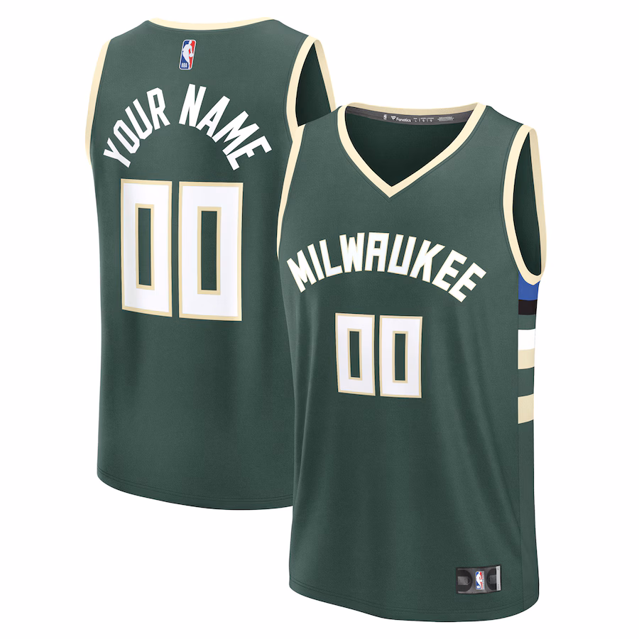 Men's Milwaukee Bucks Fanatics Green Fast Break Custom Jersey - Icon Edition - Jersey