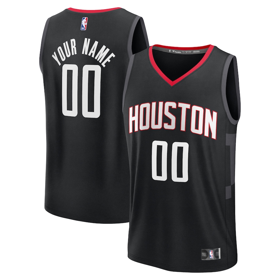 Youth Houston Rockets Fanatics Black Fast Break Custom Jersey - Statement Edition - Jersey