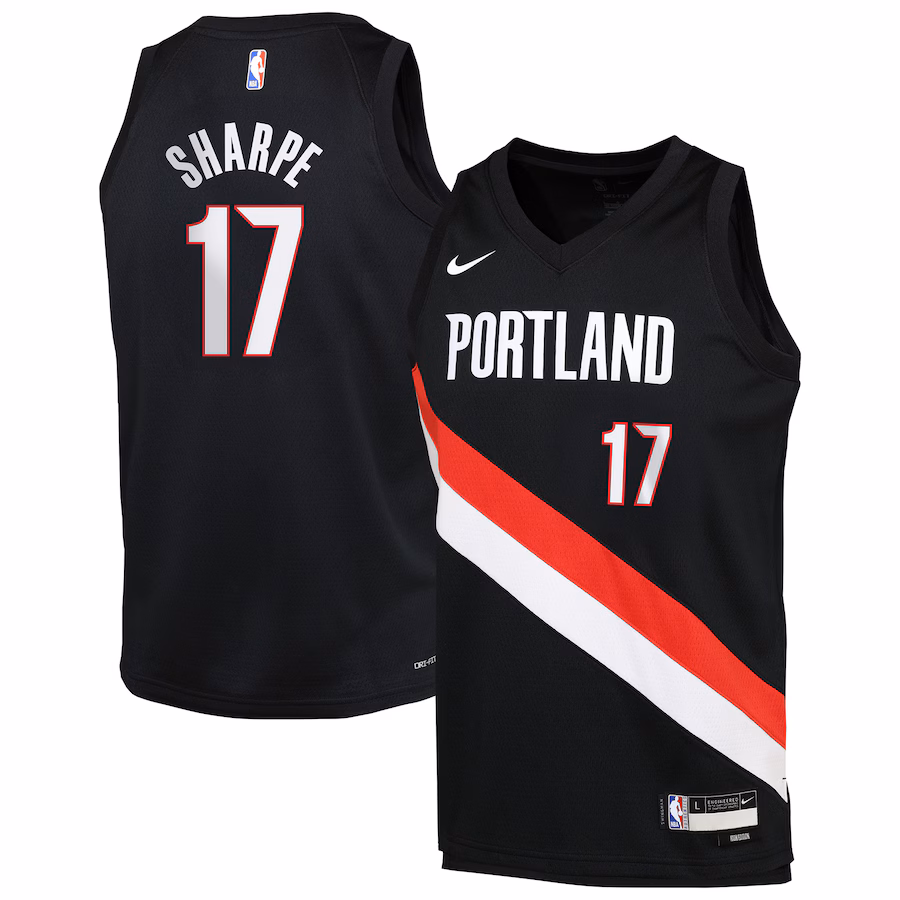 Youth Portland Trail Blazers Shaedon Sharpe Nike Black Icon Edition Swingman Jersey - Jersey