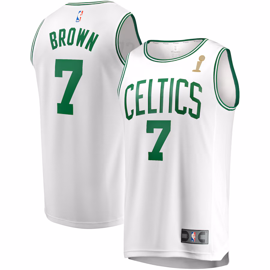 Men's Boston Celtics Jaylen Brown Fanatics White 2024 NBA Finals Champions Fast Break Replica Player Jersey - Association Edition - Jersey