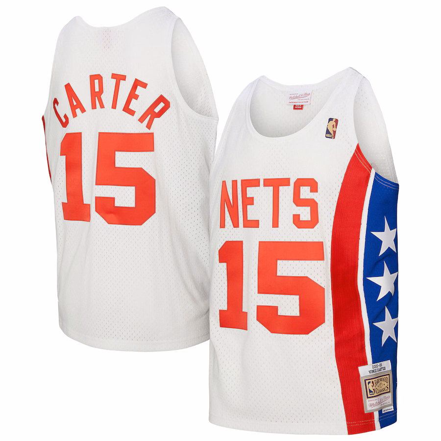 Men's New Jersey Nets Vince Carter Mitchell & Ness White 2005/06 Hardwood Classics Swingman Jersey - Jersey