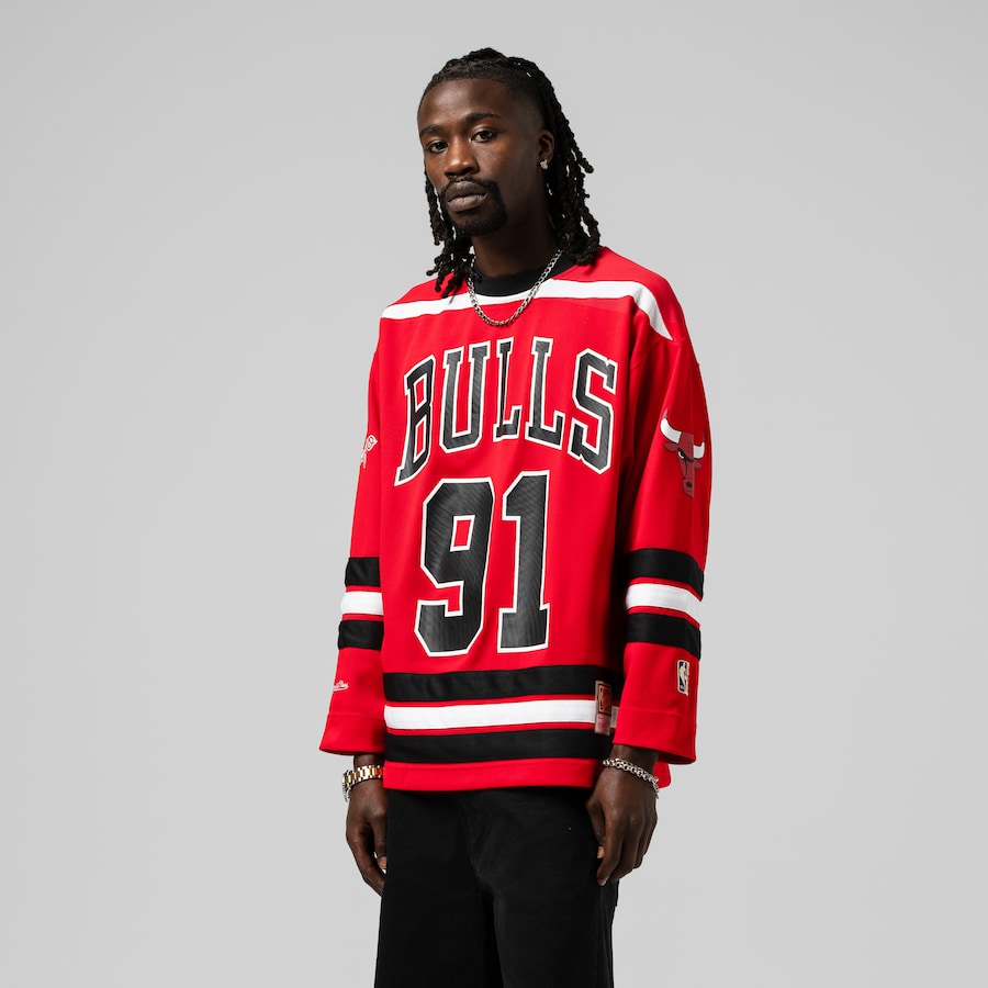 Unisex Chicago Bulls Dennis Rodman Mitchell & Ness Red Maxxed Out Fashion Hockey Jersey - Jersey