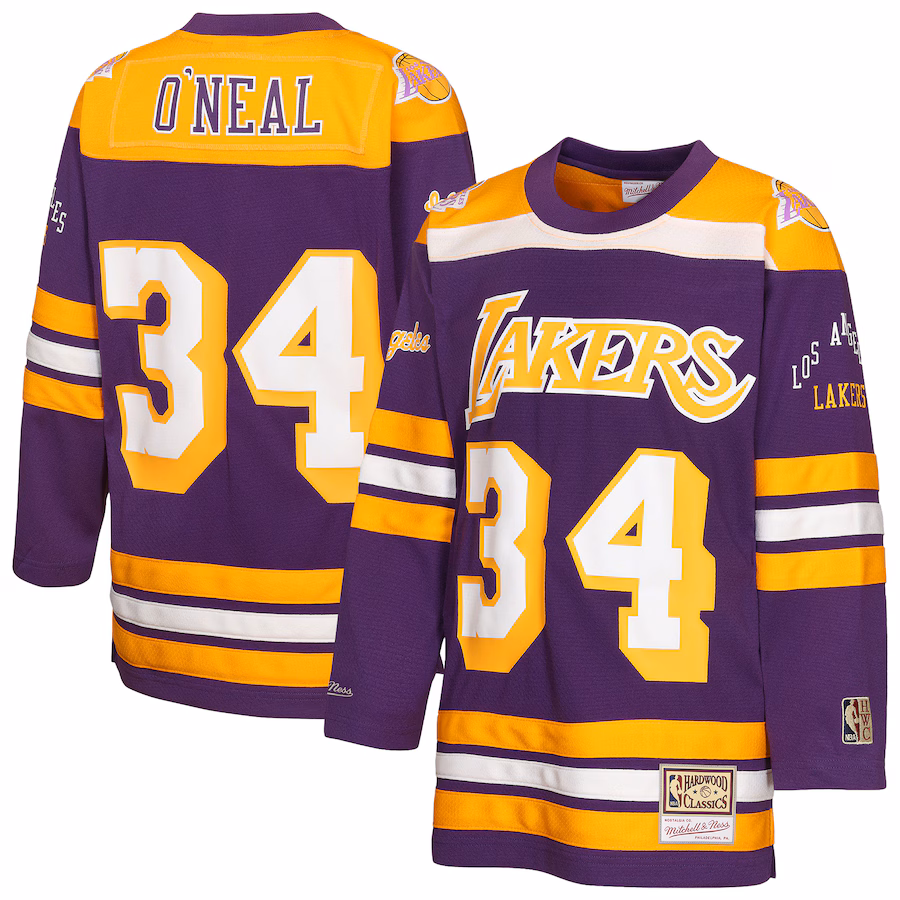 Youth Los Angeles Lakers Shaquille O'Neal Mitchell & Ness Purple Maxxed Out 2.0 Fashion Hockey Jersey - Jersey