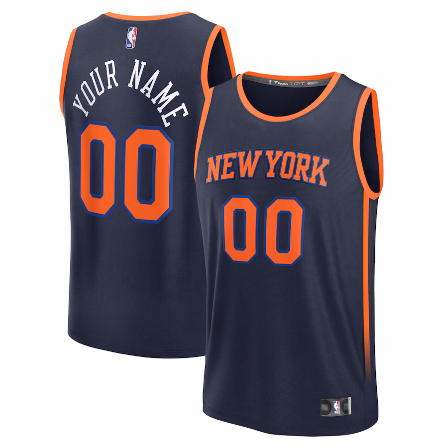Youth New York Knicks Fanatics Navy Fast Break Custom Replica Jersey - Statement Edition - Jersey