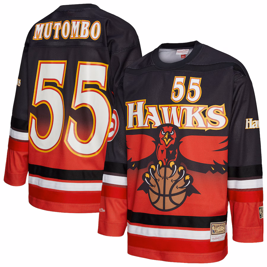 Unisex Atlanta Hawks Dikembe Mutombo Mitchell & Ness Red Maxxed Out Fashion Hockey Jersey - Jersey