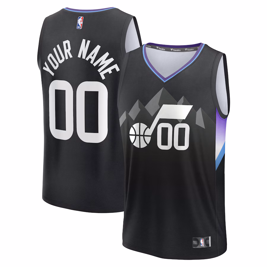 Youth Utah Jazz Fanatics Black Fast Break Custom Replica Jersey - Statement Edition - Jersey