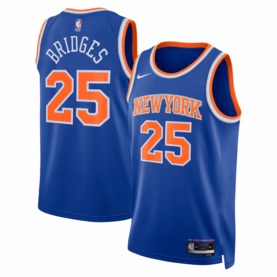 Unisex New York Knicks Mikal Bridges Nike Blue Swingman Jersey - Icon Edition - Jersey