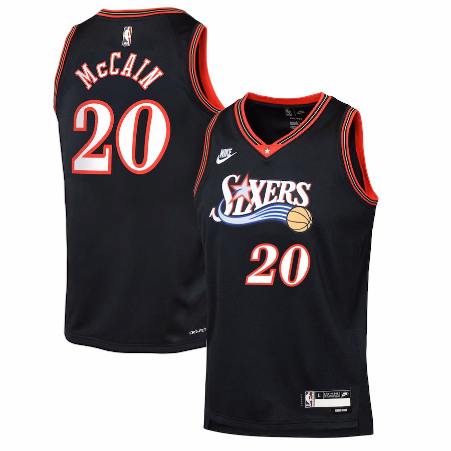 Youth Philadelphia 76ers Jared McCain Nike Black Swingman Jersey - Classic Edition - Jersey
