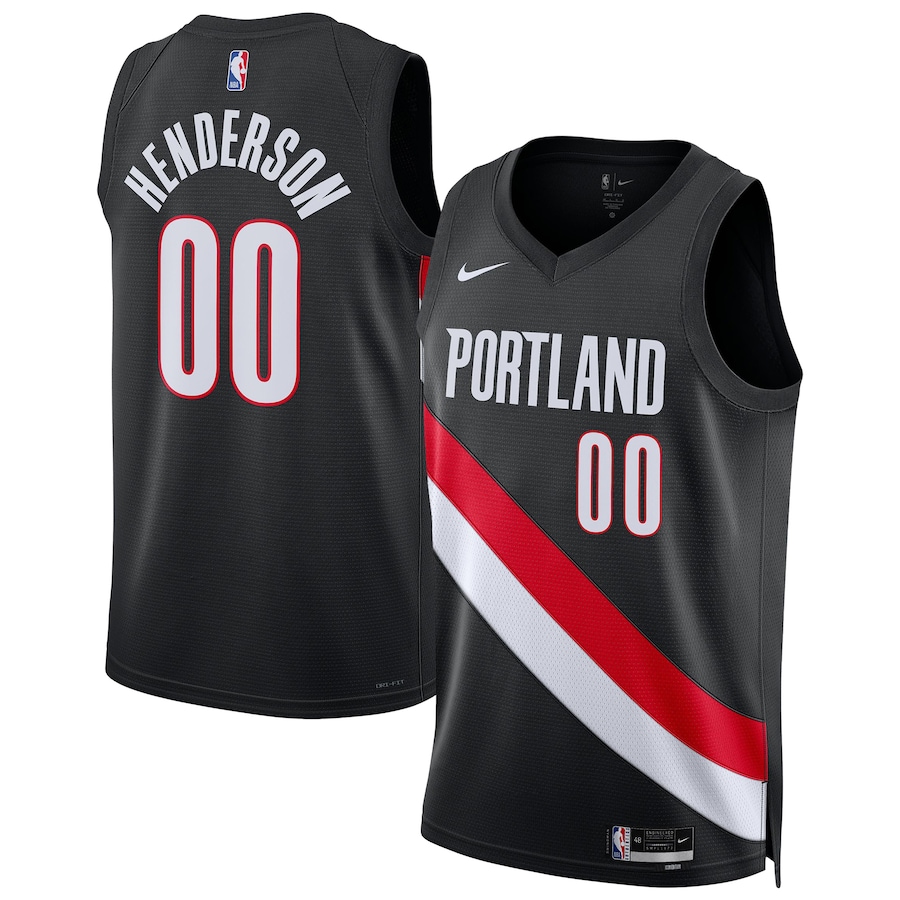 Unisex Portland Trail Blazers Scoot Henderson Nike Black Swingman Jersey - Icon Edition - Jersey
