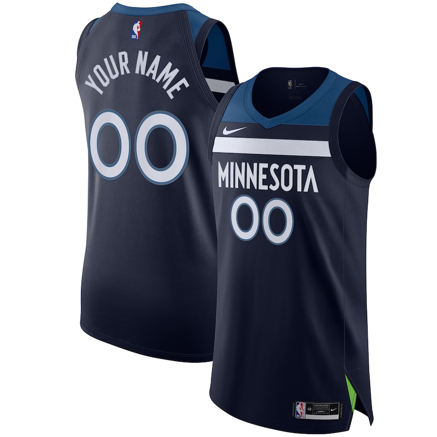 Men's Minnesota Timberwolves Nike Navy Authentic Custom Jersey - Icon Edition - Jersey