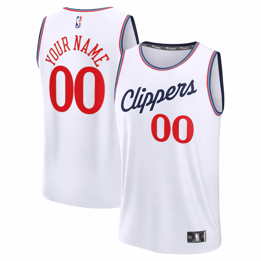 Men's LA Clippers Fanatics White Fast Break Custom Jersey - Association Edition - Jersey