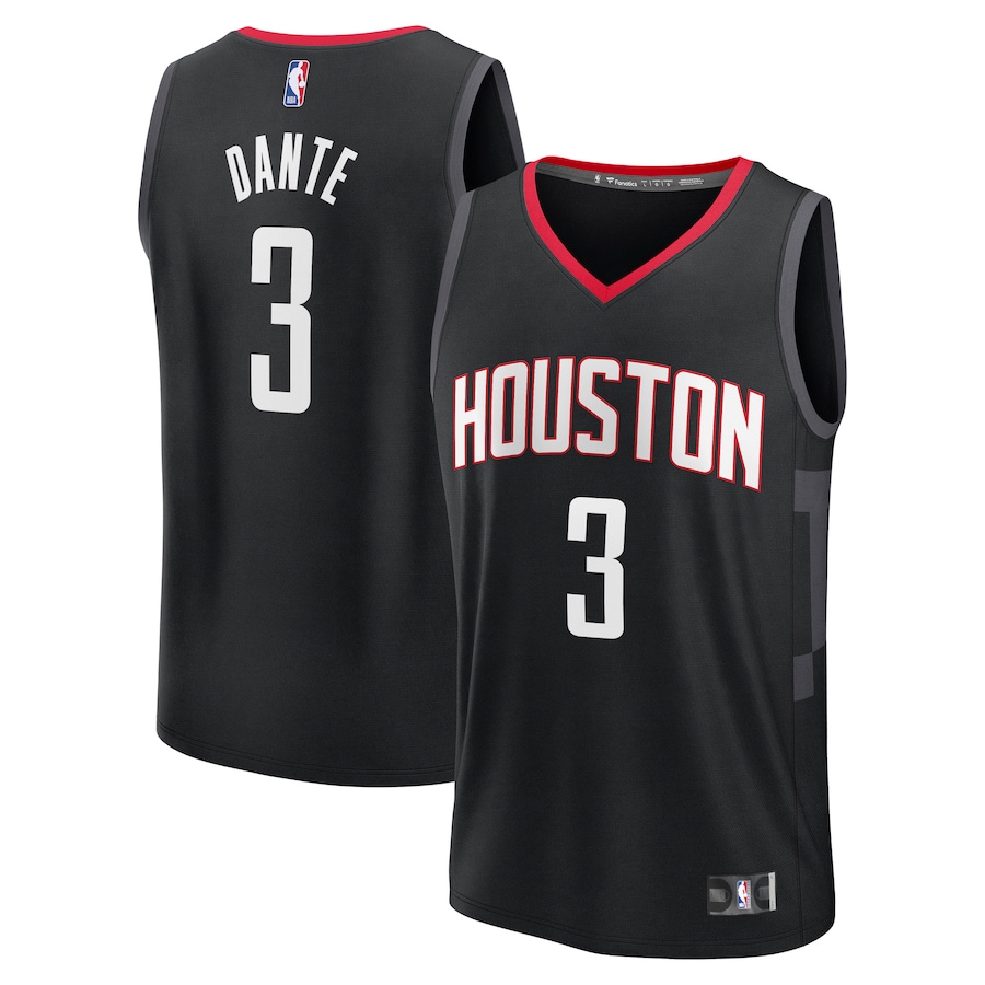 Men's Houston Rockets N'Faly Dante Fanatics Black Fast Break Replica Player Jersey - Statement Edition - Jersey