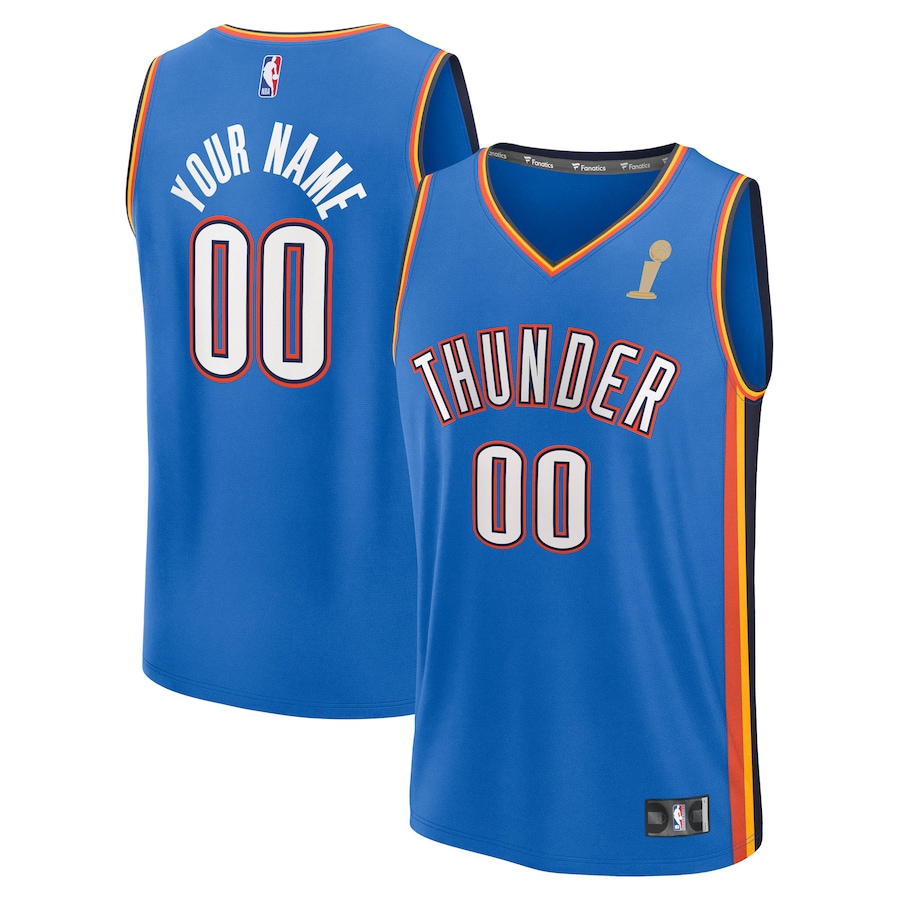 Men's Oklahoma City Thunder Fanatics Blue 2025 NBA Finals Champions Fast Break Replica Custom Jersey - Icon Edition - Jersey