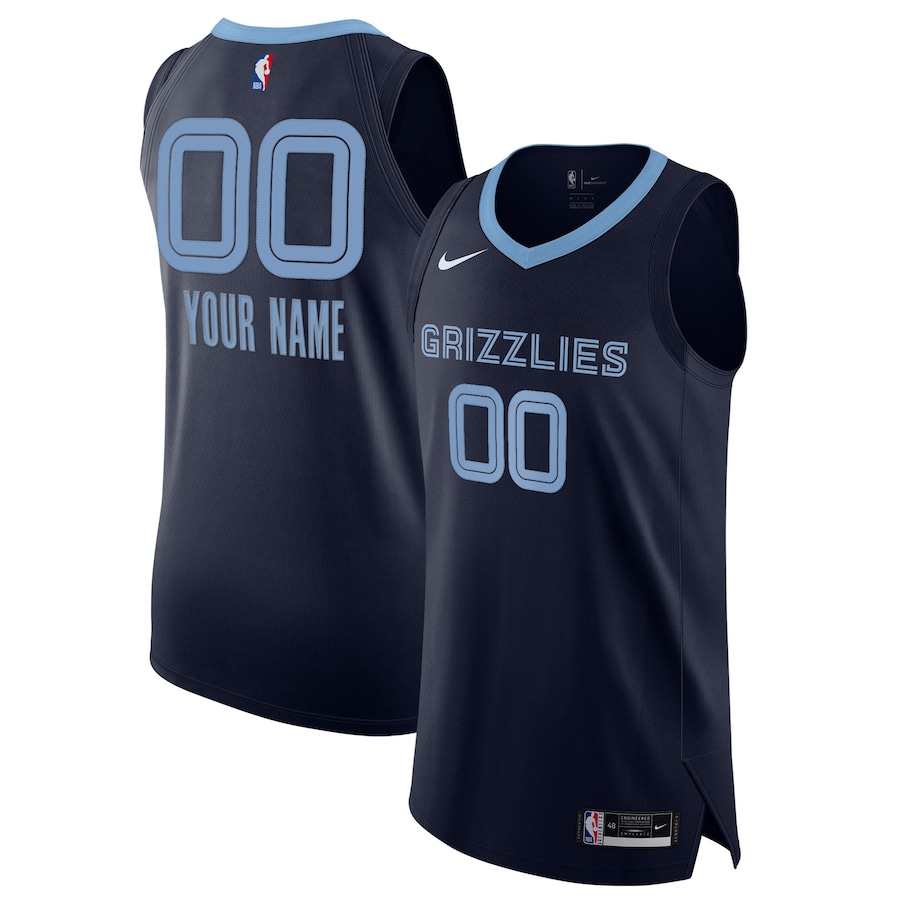 Men's Memphis Grizzlies Nike Navy 2020/21 Authentic Custom Jersey - Icon Edition - Jersey