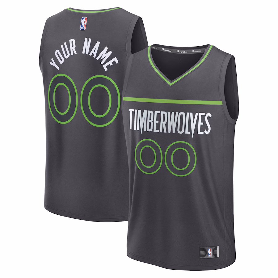 Men's Minnesota Timberwolves Fanatics Anthracite Fastbreak Custom Jersey - Statement Edition - Jersey