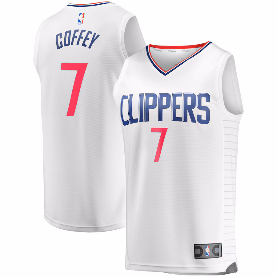 Men's LA Clippers Amir Coffey Fanatics White Fast Break Replica Player Jersey - Association Edition - Jersey