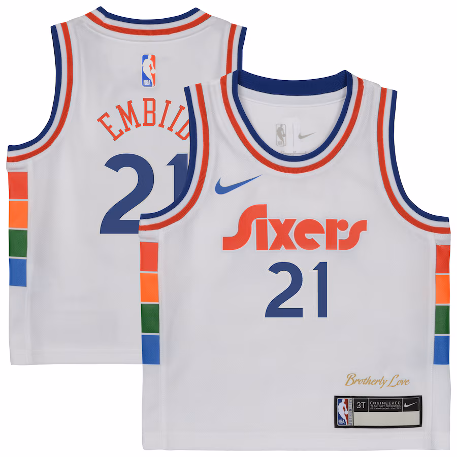 Toddler Philadelphia 76ers Joel Embiid Nike White 2024/25 Swingman Player Jersey - City Edition - Jersey