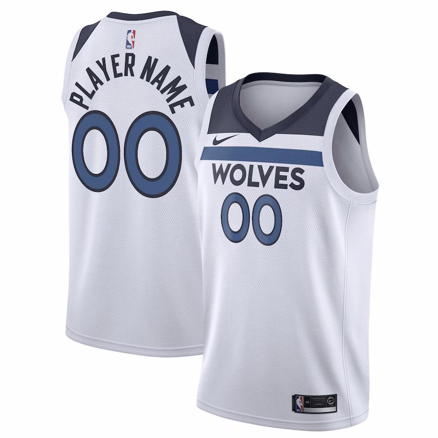 Men's Minnesota Timberwolves Nike White 2020/21 Swingman Custom Jersey - Association Edition - Jersey