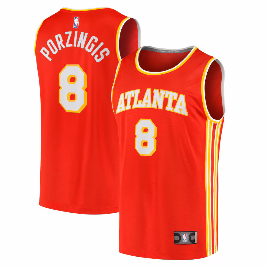 Youth Atlanta Hawks Kristaps Porziņģis Fanatics Red Fast Break Replica Jersey - Icon Edition - Jersey