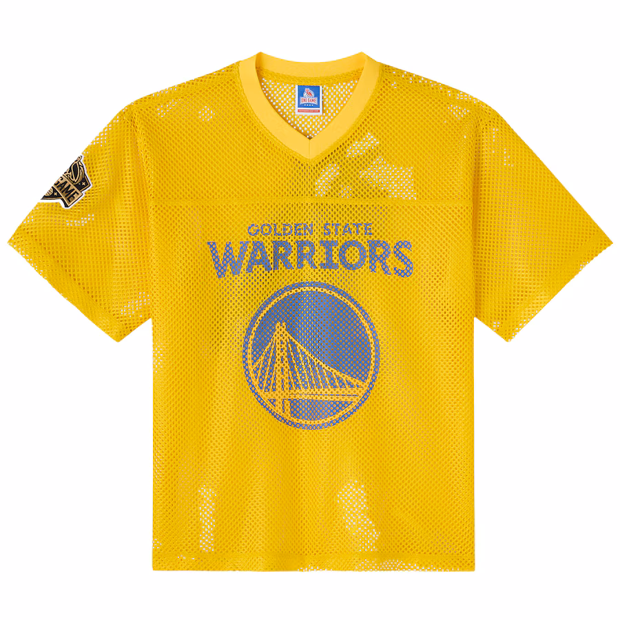 Men's Golden State Warriors OVO x NBA Gold Mesh Football Fashion Jersey - Jersey