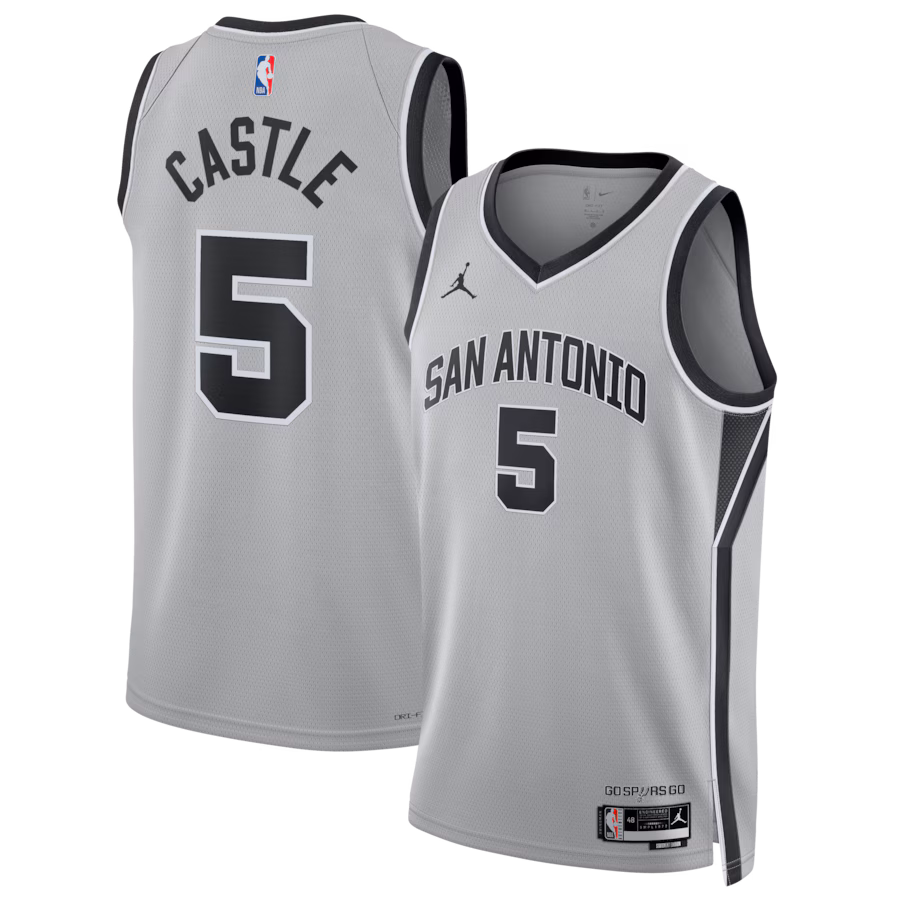Unisex San Antonio Spurs Stephon Castle Jordan Brand Silver Swingman Jersey - Statement Edition - Jersey