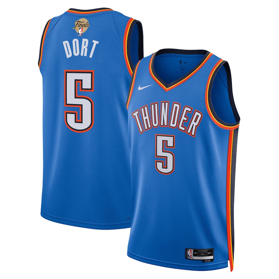 Unisex Oklahoma City Thunder Luguentz Dort Nike Blue 2025 NBA Finals Swingman Jersey - Icon Edition - Jersey