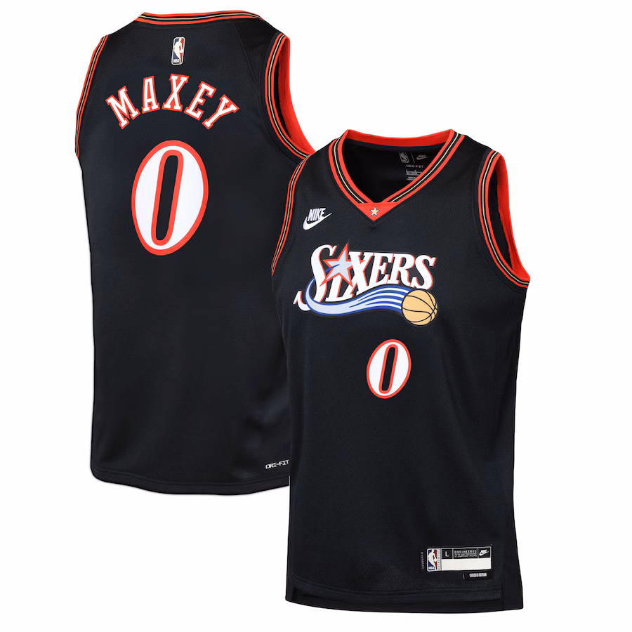 Youth Philadelphia 76ers Tyrese Maxey Nike Black Swingman Jersey - Classic Edition - Jersey