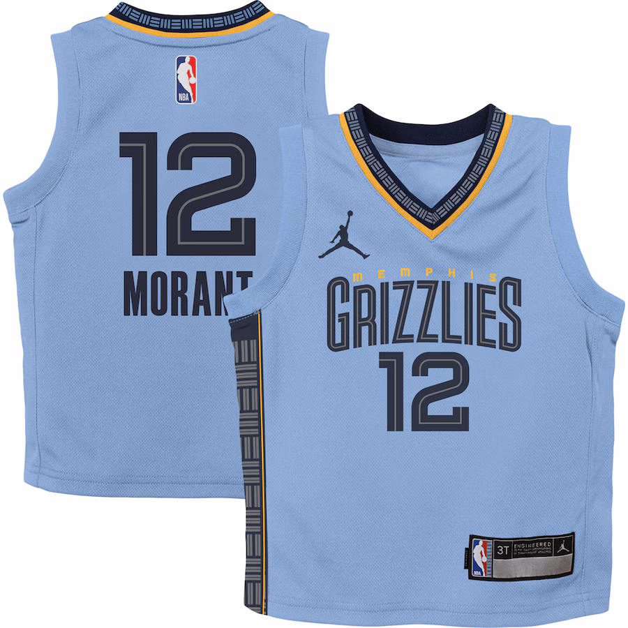 Preschool Memphis Grizzlies Ja Morant Jordan Brand Light Blue 2022/23 Statement Edition Jersey - Jersey