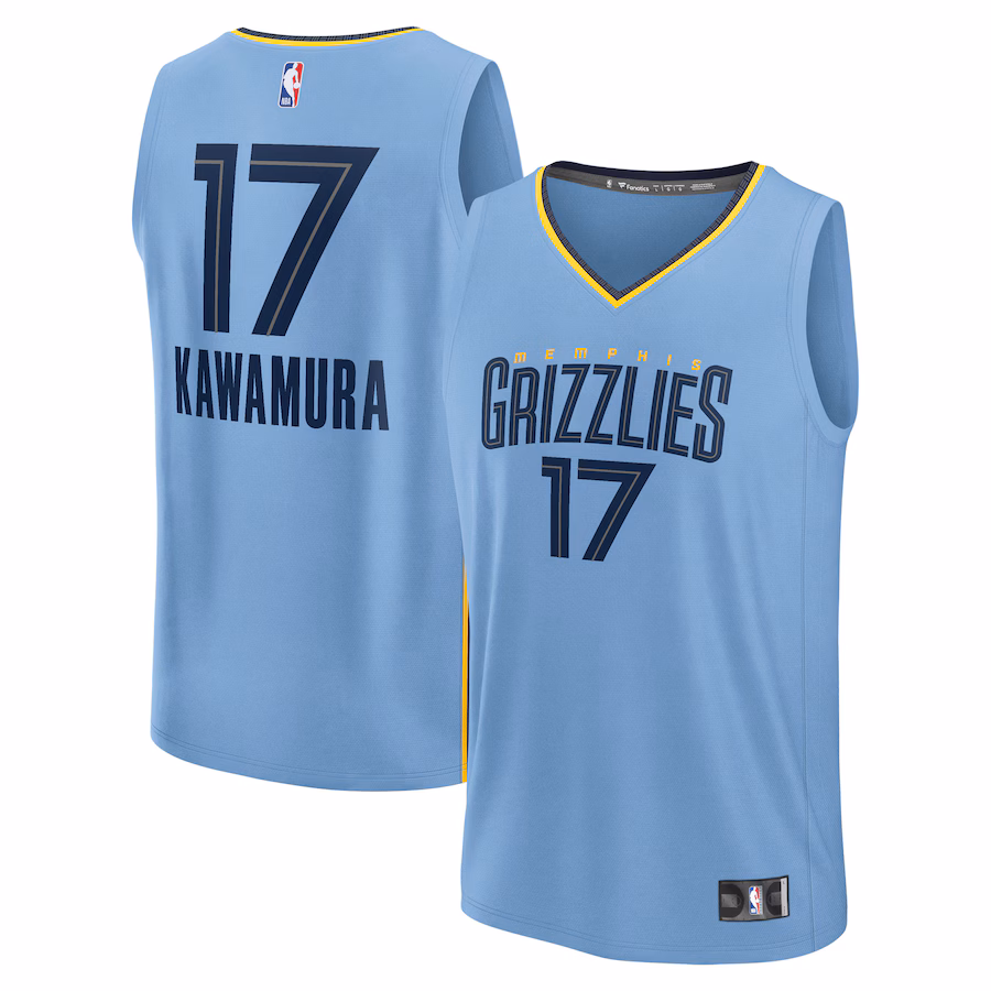 Men's Memphis Grizzlies Yuki Kawamura Fanatics Light Blue Fast Break Replica Player Jersey - Statement Edition - Jersey