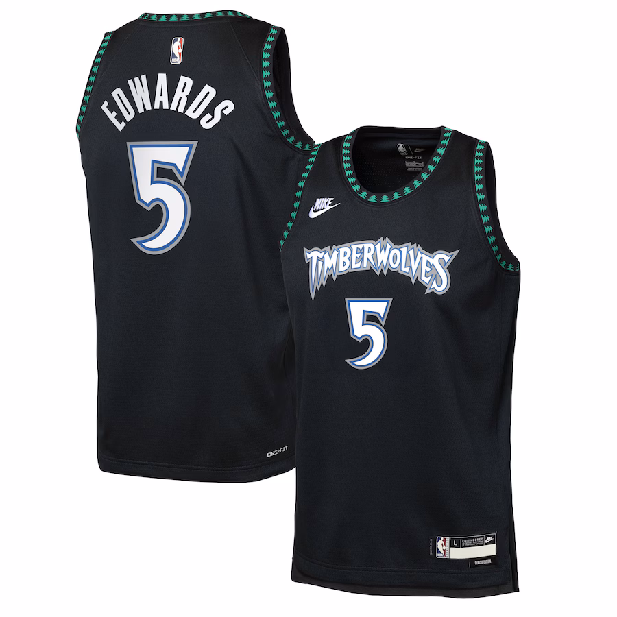 Youth Minnesota Timberwolves Anthony Edwards Nike Black Swingman Jersey - Classic Edition - Jersey