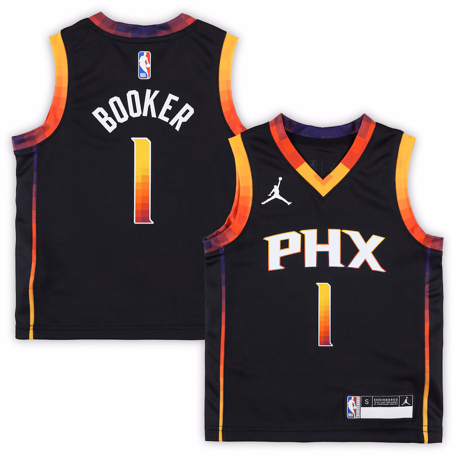 Preschool Phoenix Suns Devin Booker Jordan Brand Black 2022/23 Swingman Jersey - Statement Edition - Jersey