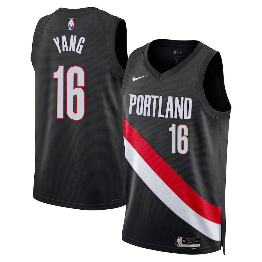 Unisex Portland Trail Blazers Yang Hansen Nike Black Swingman Jersey - Icon Edition - Jersey