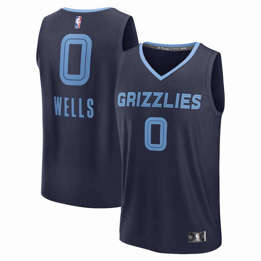 Men's Memphis Grizzlies Jaylen Wells Fanatics Navy Fast Break Replica Player Jersey - Icon Edition - Jersey