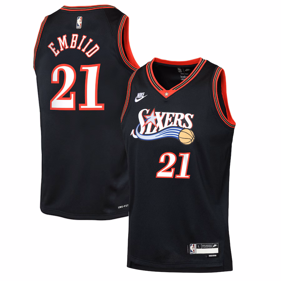 Youth Philadelphia 76ers Joel Embiid Nike Black Swingman Jersey - Classic Edition - Jersey