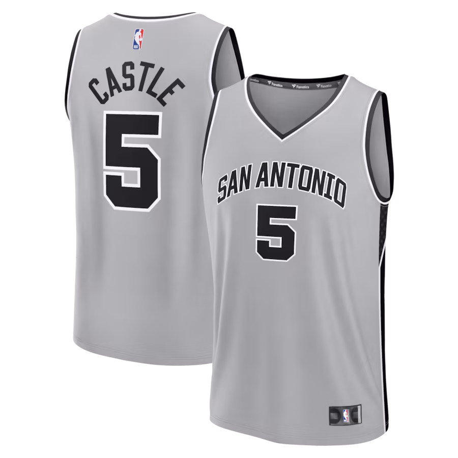 Youth San Antonio Spurs Stephon Castle Fanatics Silver Fast Break Jersey - Statement Edition - Jersey