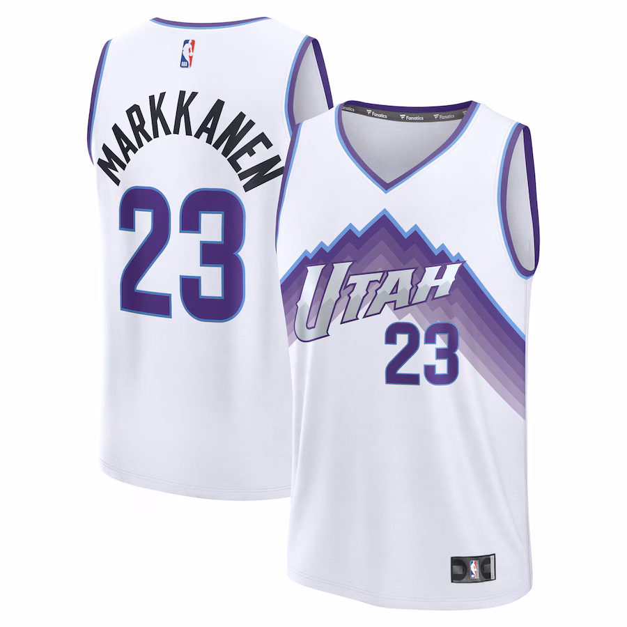 Men's Utah Jazz Lauri Markkanen Fanatics White Fast Break Replica Jersey - Association Edition - Jersey
