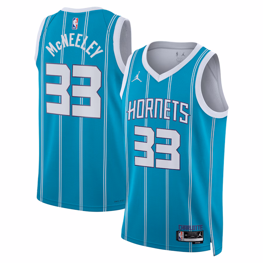 Unisex Charlotte Hornets Liam McNeeley Jordan Brand Teal Swingman Jersey - Icon Edition - Jersey