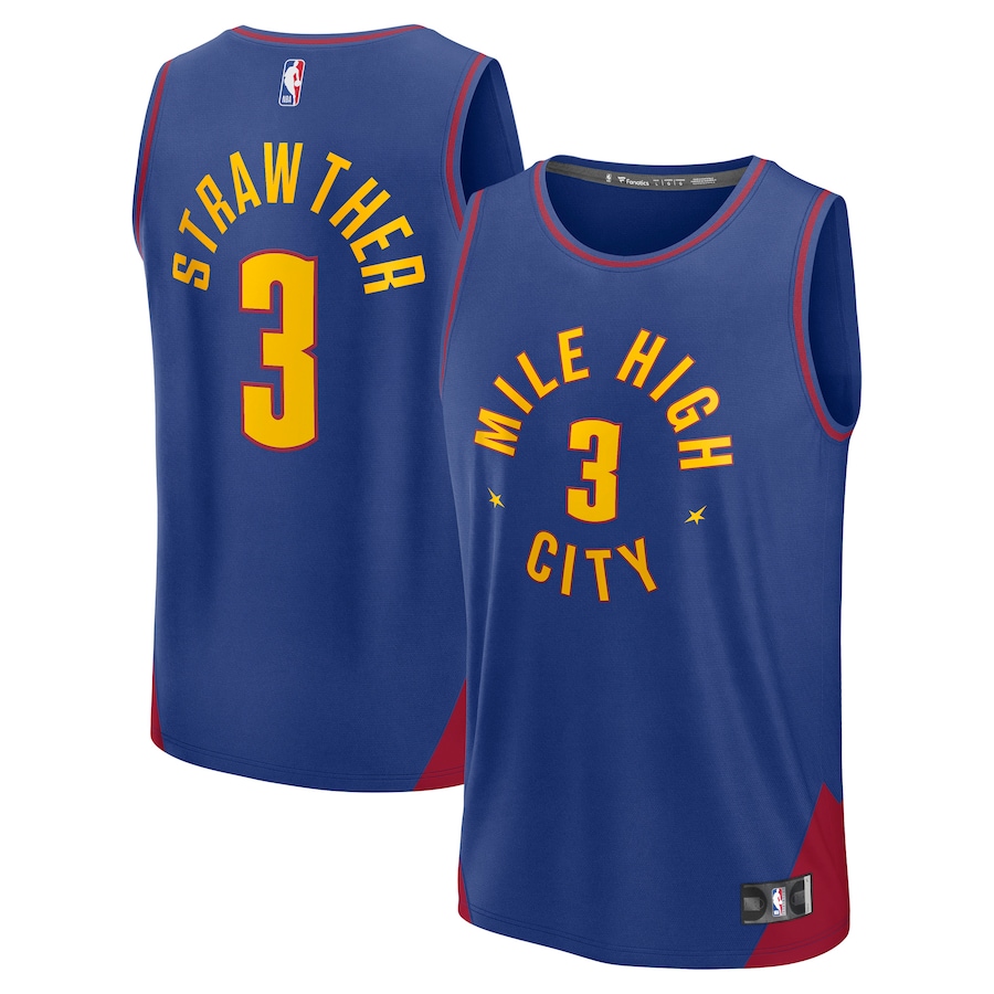 Men's Denver Nuggets Julian Strawther Fanatics Blue Fast Break Replica Player Jersey - Statement Edition - Jersey