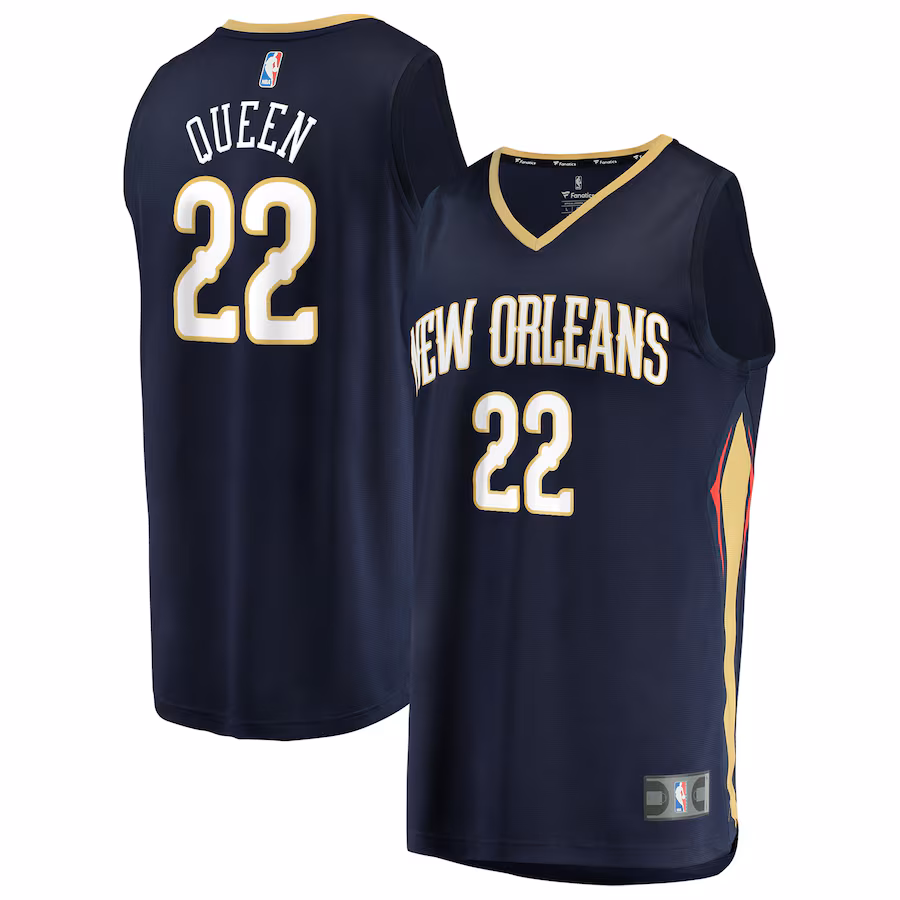 Youth New Orleans Pelicans Derik Queen Fanatics Navy Fast Break Replica Jersey - Icon Edition - Jersey