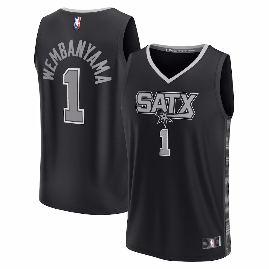 Men's San Antonio Spurs Victor Wembanyama Fanatics Black Fast Break Replica Player Jersey - Statement Edition - Jersey