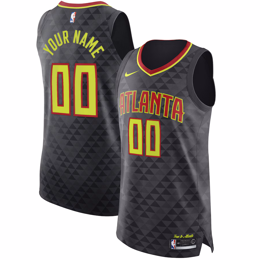 Men's Atlanta Hawks Nike Black Authentic Custom Jersey - Icon Edition - Jersey