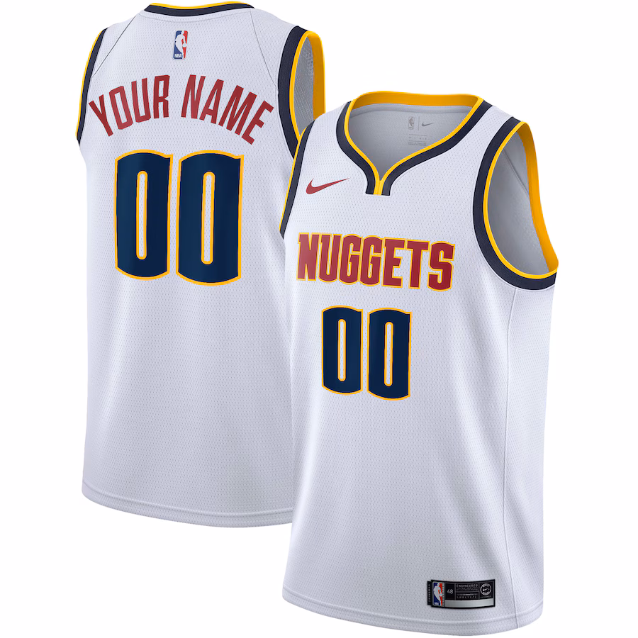 Men's Denver Nuggets Nike White Swingman Custom Jersey - Association Edition - Jersey
